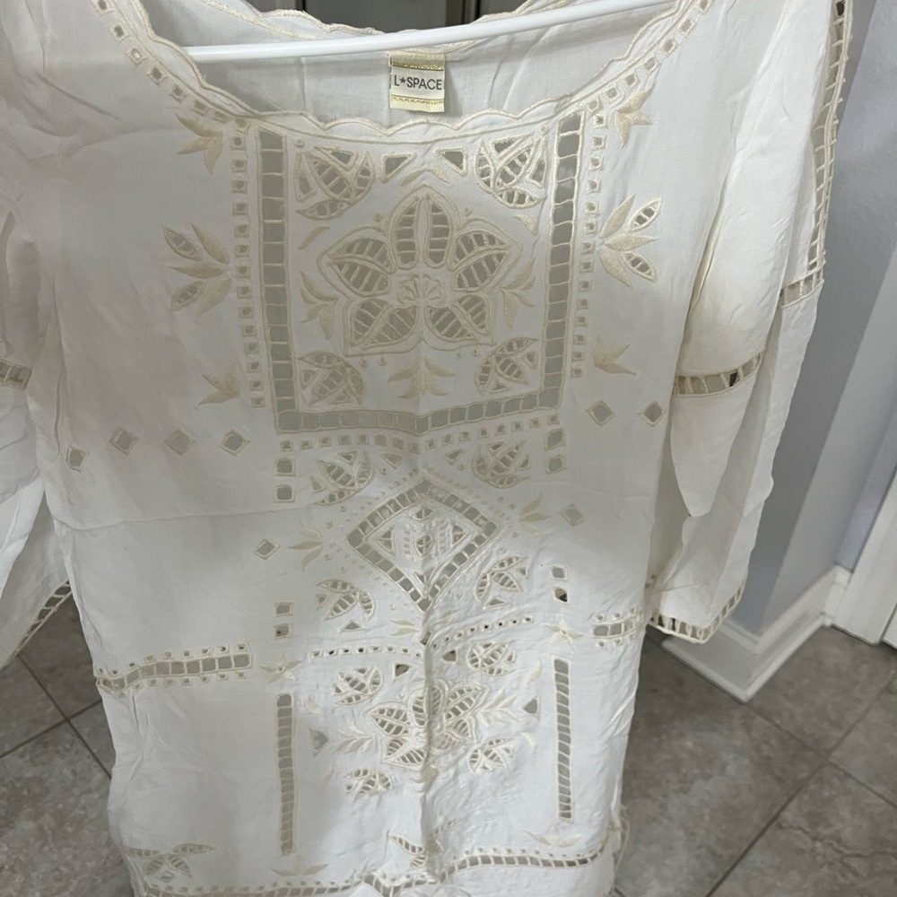 L*Space Cream Embroidered Coverup